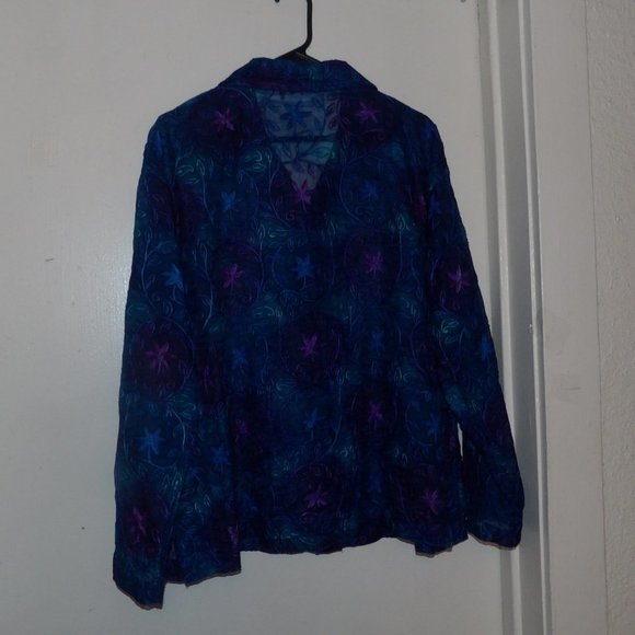Chicos Design 100% Silk Embroidered Sheer Top / Jacket Sz 3 - Picture 7 of 7